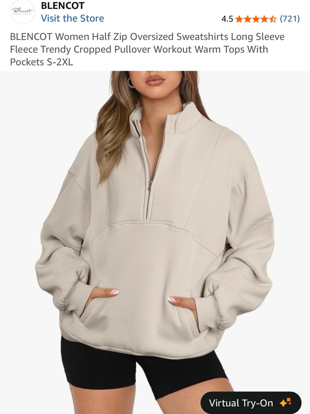 Women's Half-Zip Pullover Sweatshirt - BLACK IN COLOR size large